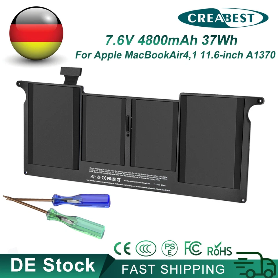 A1406 7.3V Akku Für Apple MacBook Air 11" A1375 A1370 2011 A1465 Mid 2012 MC968 - Bild 1 von 4