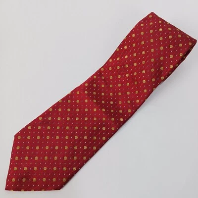 Corbata de seda Trevisan Venezia roja amarilla geométrica para hombre Italia 56" 3,75" Foto 1 de 4