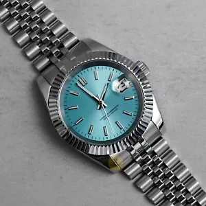 Custom Made 39mm Light Blue Dial DJ Dress Style Custom Mod Watch NH35 Movement - Picture 1 of 7