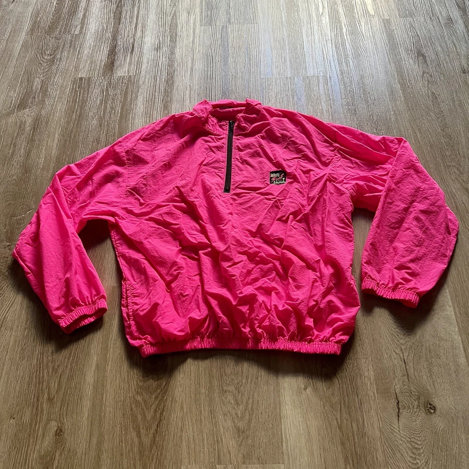 Chaqueta cortavientos estilo surf rosa luz retro atómica neón XL 52" circunferencia OSFA XH Foto 1 de 4
