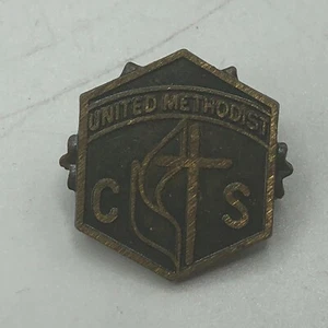 United Methodist Lapel Pin CS Church + School Cross Antique Vintage Small - Picture 1 of 5
