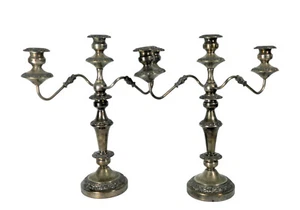 Goldfeder Silver Candelabras Three arms 18" Tall Convertible Set - Picture 1 of 11