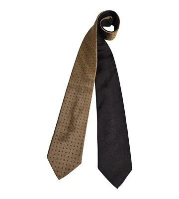 Gravata ERMENEGILDO ZEGNA DUO XL marrom/bege sólida/geométrica seda LUXO ITÁLIA - Imagem 1 de 4