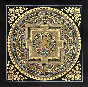 JAMBALA/KUBER MANDALA ORIGINAL TIBETAN THANGKA/ THANKA PAINTING - Picture 1 of 9