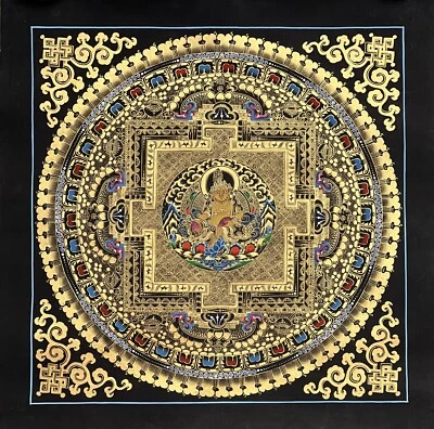 JAMBALA/KUBER MANDALA ORIGINAL TIBETANO THANGKA/PINTURA AGRADECIDA Foto 1 de 4