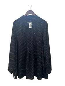 Lane Bryant Women’s Polka Dot Button-Up Blouse Size 26/28 – Black White - Picture 1 of 8