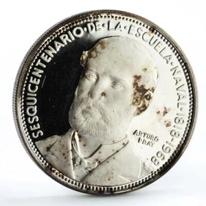 Chile 5 pesos 150 Years of Naval Academy Arturo Prat silver coin 1968 - Picture 1 of 4