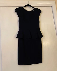 ALICE + OLIVIA CAP SLEEVE PEPLUM DRESS-BLACK- SIZE 6 NWT - Picture 1 of 4