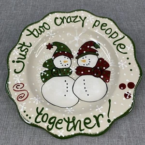 Expressly Yours VTG Christmas Snowman Couple "Two Crazy" Platter Scalloped Edges - Picture 1 of 6