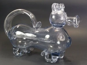 Arte soplado a mano vintage vidrio transparente animal cerdo/león jarra Aquamanile. Raro - Imagen 1 de 12