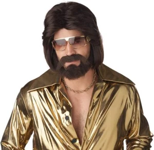 Sexy 70's Man Wig Beard Moustache Fancy Dress Halloween Adult Costume Accessory - Picture 1 of 1
