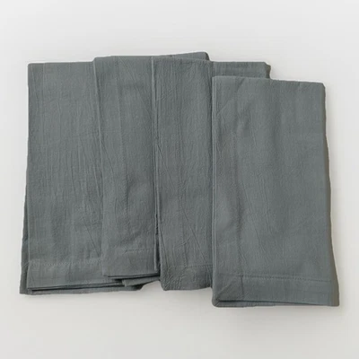 Pottery Barn Blue Grey Organic Cotton Napkins Set Of 4 - 20in x 20in - Image 1 of 4