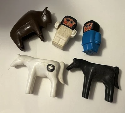 Vintage 1975 CBS Creative Playthings Figuras de Brinquedo de Plástico 2" de Altura Lote De 5 - Imagem 1 de 4