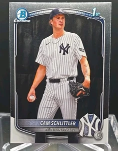 2025 Bowman Chrome Baseball 1st Cam Schlittler #BCP-166- Yankees- Top Prospect - Picture 1 of 2