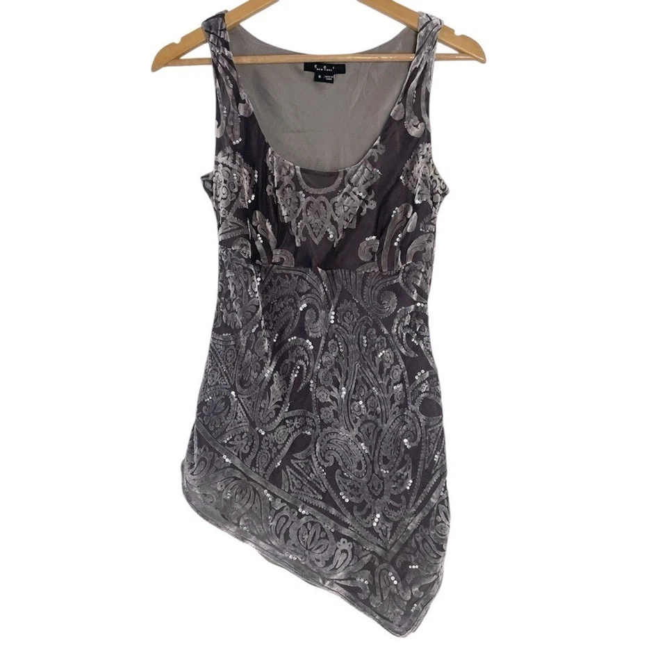 Top Babydoll ECI Y2K Terciopelo BURNOUT Talla 6 Hada Capricho Lentejuelas Mezcla Seda Foto 1 de 4