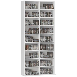 HOMCOM 640 CD Storage Unit 360 DVD Storage Tower w/ 18 Compartments White - Picture 1 of 11