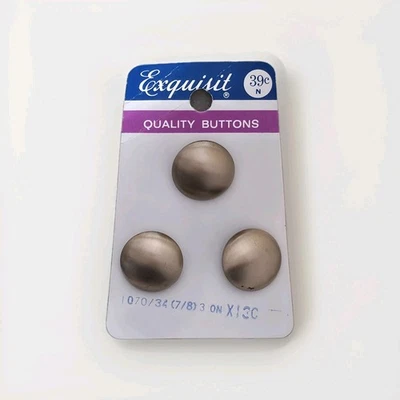 Vintage Exquisit Shank Buttons Goldtone Dome Shank 3 Pieces NOS Card 22.2 mm - Image 1 of 2