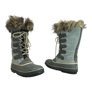SOREL Womens 9 JOAN OF ARTIC Waterproof Winter Duck Boots Snow Fur BLUE 1540-026 - Picture 1 of 22