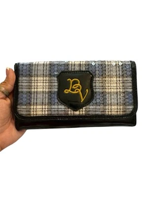 Cartera Betseyville by Betsey Johnson con lentejuelas a cuadros azul negro imitación cuero Foto 1 de 4