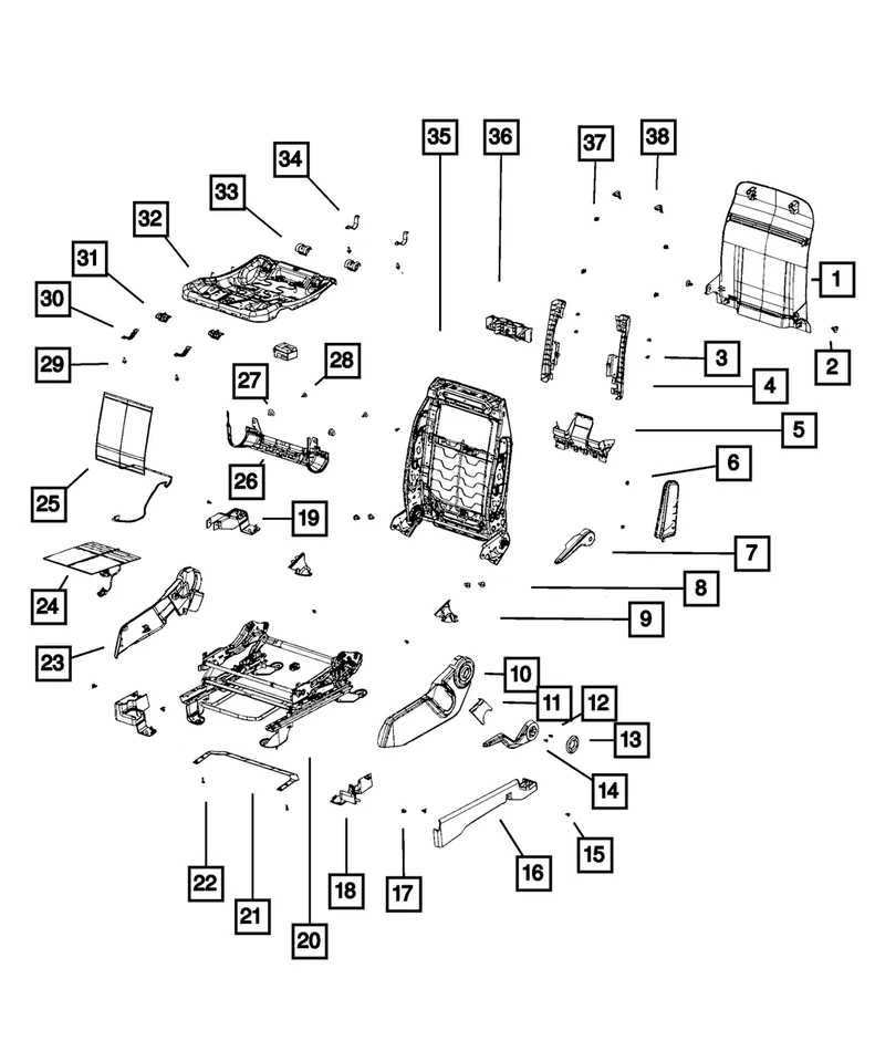 Manija elevadora de asiento interior delantero genuino Jeep Compass Mopar 2014-2017 1RW96DK2AA Foto 1 de 1