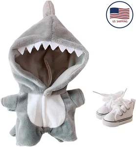 Shark Clothes Plush Doll Clothes Outfits + Shoe 2-Piece Set Gray Pajamas (Gray) - Picture 1 of 6
