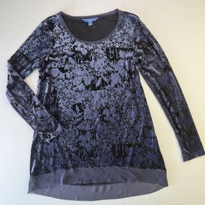 Simply Vera L purple floral velvet burnout top whimsigoth fairy grunge Holiday - Picture 1 of 13