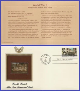 USA2 #2838f U/A GOLDEN REPLICA FDC WWII - Allies Free Rome and Paris - Picture 1 of 1