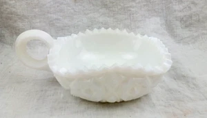 Fostoria Milk Glass Winburn Candy Dish Square Sawtoothed 8 oz. Loop Handle - Picture 1 of 5