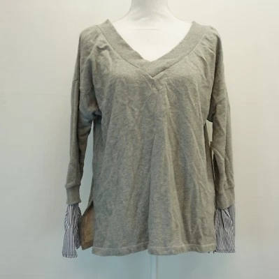 Camisa tejida gris jaspeado espalda V cuello campana manga campana estilo RD para mujer $39 Foto 1 de 4