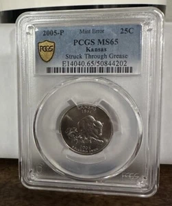 2005 P KANSAS WASHINGTON QUARTER IN GOD WE RUST GREASE MINT ERROR PCGS 25c - Picture 1 of 2