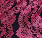 Floral Lace Fabric Fuchsia  And Black Black  Colours 2 Way Stretch 55" Wide