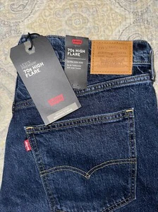 LEVI'S PREMIUM BIG E 70s High Flare Big Swell Blue Stretch jeans-Size 16W M - Picture 1 of 9