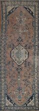 Semi-Antique Geometric Hamedan Runner Rug 3'x10' Wool Handmade Hallway Carpet