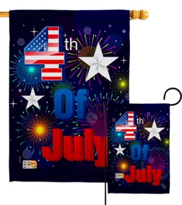Fireworks July 4Th Fourth Of Star US Independence Day Garden House Yard Flag - Picture 1 of 13