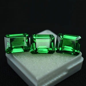 Tsavorite Garnet Certified Jewelry Making Loose Gemstone 30 Ct Green Emerald Cut - Picture 1 of 3