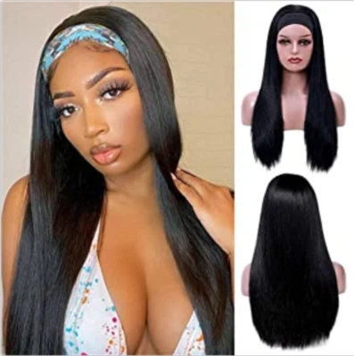 US STOCK Moda Diadema Larga Recta Peluca Pelo Sin Pegamento Sin Pegamento Foto 1 de 4