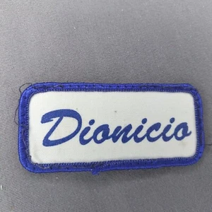 'Dionicio' 3 1/4" x 1.5" Printed Blue White Name Badge Patch - Picture 1 of 2