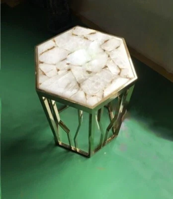 15"x15" White Agate Coffee Table ,Agate End Table Exciting Post Modern Table Top - Image 1 of 4