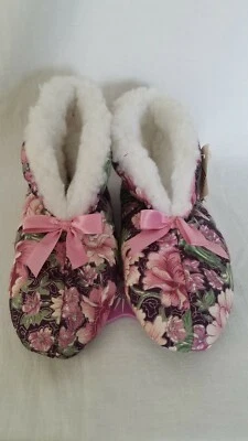Botines Zapatilla Vintage Puesta de Sol Floral Forrados de Vellón Púrpura Rosa Talla Pequeña 5-6 Nuevos Foto 1 de 4