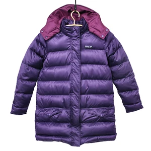PATAGONIA Girl's Down For Fun Hooded Puffer Parka Size XL (14) Purple 68255 - Picture 1 of 6