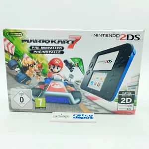 !!BOITE VIDE!! Console Nintendo 2DS Mario Kart 7 Black + Blue EUR - Imagen 1 de 13
