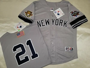 1304 Majestic 2001 Serie Mundial Yankees de Nueva York PAUL O'NEILL Cosida CAMISETA GRIS - Imagen 1 de 1