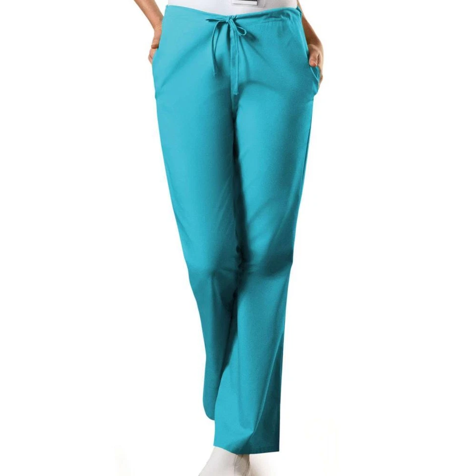 Cherokee Womens Fashionable Flare Leg Drawstring Pant Turquoise Small