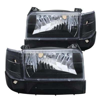 Faros negros Bronco Fit 1992-1996 F150 250 350 parachoques luces de señal de esquina Foto 1 de 4
