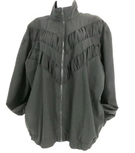 Teddi Sports 80er Jahre schwarz geraffte Reißverschluss Activewear Jacke Damengröße XL USA hergestellt - Bild 1 von 7