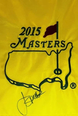 Jordan Spieth 2015 Masters Flag Firmado Beckett Scottie Scheffler Texas Compañero de Equipo Foto 1 de 4