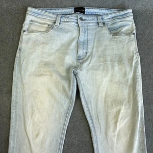 Abrand Jeans Mens Size 34 Blue Wash Fade Grunge Distressed Denim Dropped Skinny - Picture 1 of 13