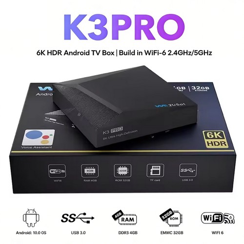 Premium WE2USAT K3 Pro TV Box 6K HDR IPTV Box 4GB+32GB Android 10.0 ...