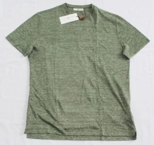 New LUCIANO BARBERA Heather Crewneck LINEN T-Shirt Men MEDIUM M Green MADE ITALY - Picture 1 of 6