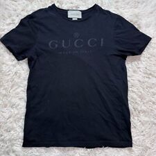 GUCCI T-Shirt Men'S Size S Cotton Black Center logo cut and sew